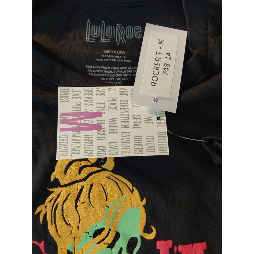 LuLaRoe Rocker T Medium Black "OMG I'm Literally Dead" T-Shirt #L224 - Picture 6 of 6